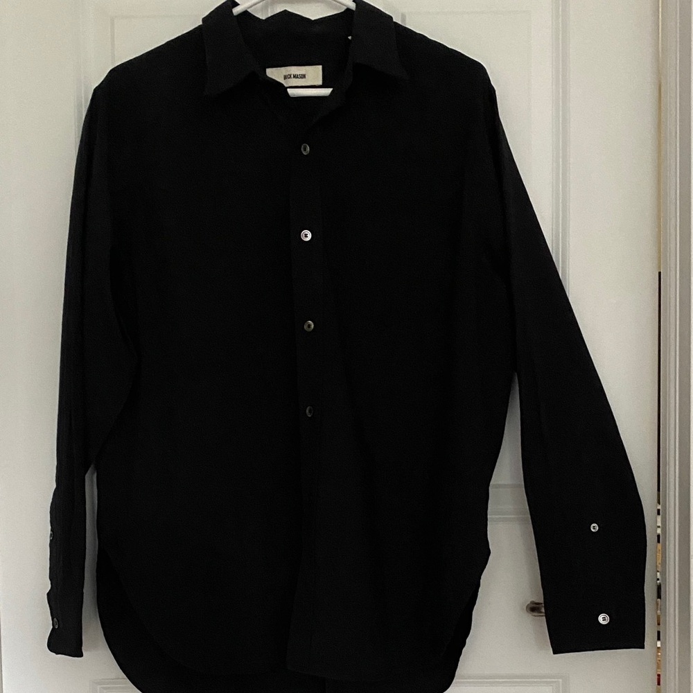 Buck Mason medium women’s black cotton button down shirt